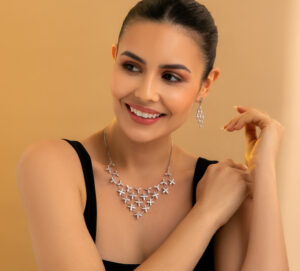 Girl wearing diamond jewellery